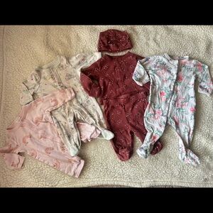 Gerber Kids One Pieces in Pink, Red, and Gray